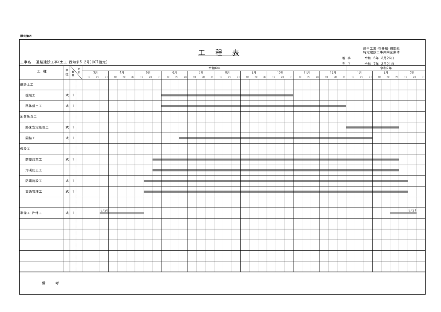 全体工程表